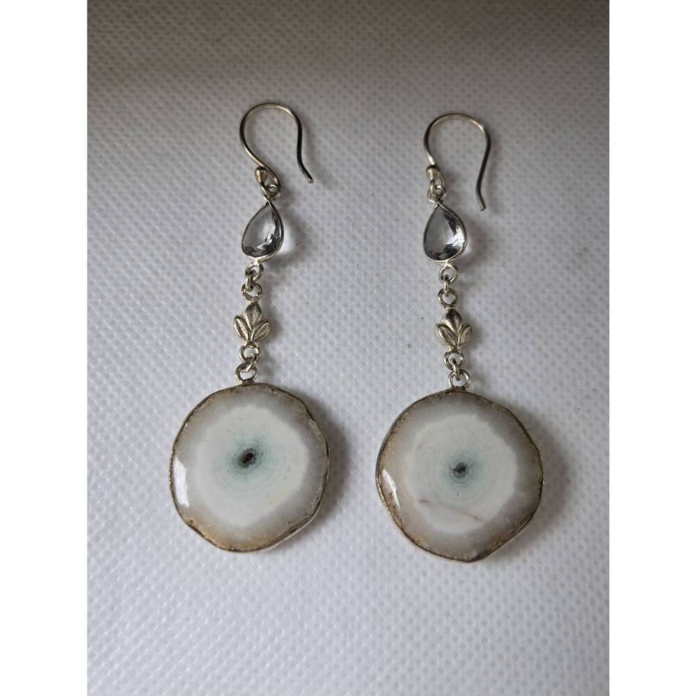 Solar Quartz Silver Handmade Drop Earrings